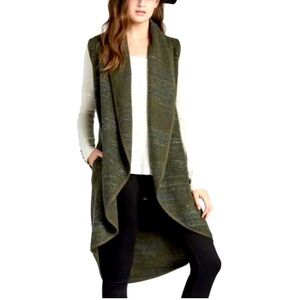 Lucky brand green sleeveless long wool sweater
